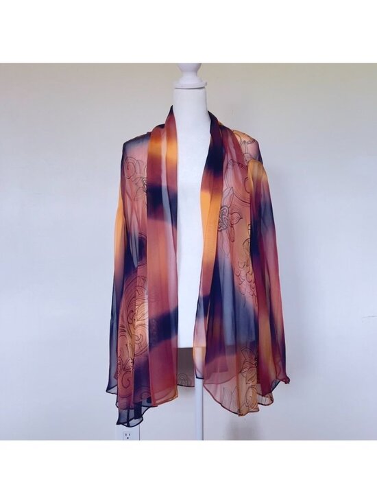 Harari Jackets & Blazers - Harari Silk Chiffon Sheer Kimono Duster Dark Romantic Dark Witchy Ombre Jacket